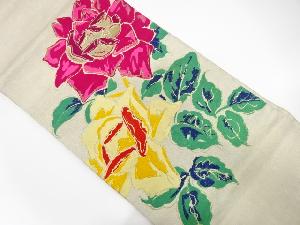 アンティーク　薔薇模様織り出し名古屋帯(着用可)